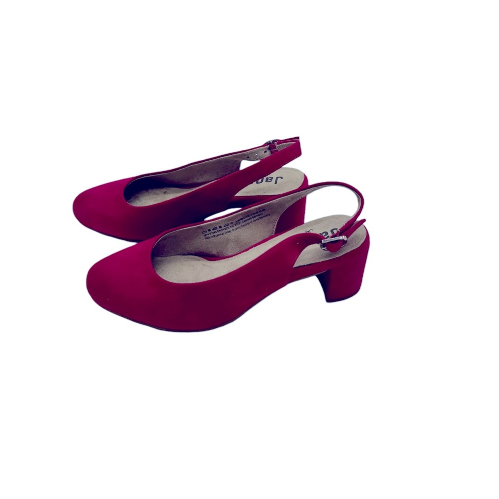 Jana Magenta Suede Round Toe Sling Back Sandals - Picture 4 of 6